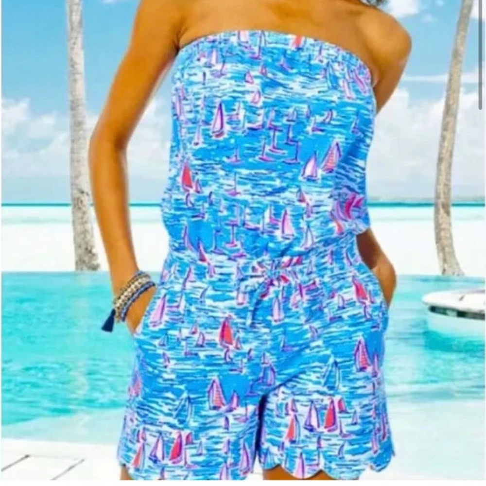 NWOT - Never Worn | Lilly Pulitzer Jace Romper in Zanzibar Blue | Size Large